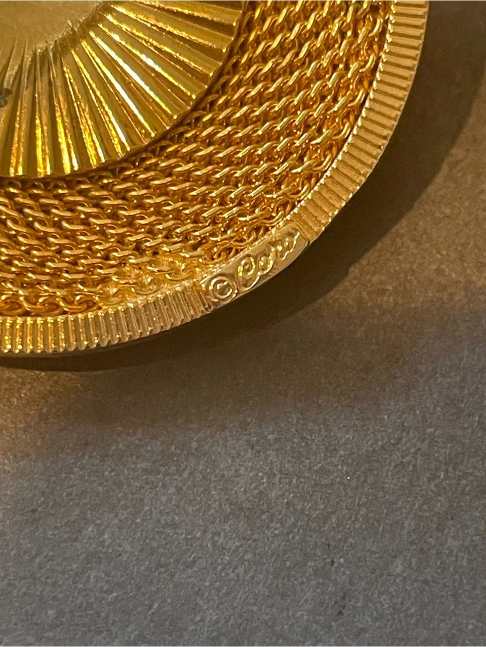 Gold-Tone Round Brooch - Textured Circular Accent